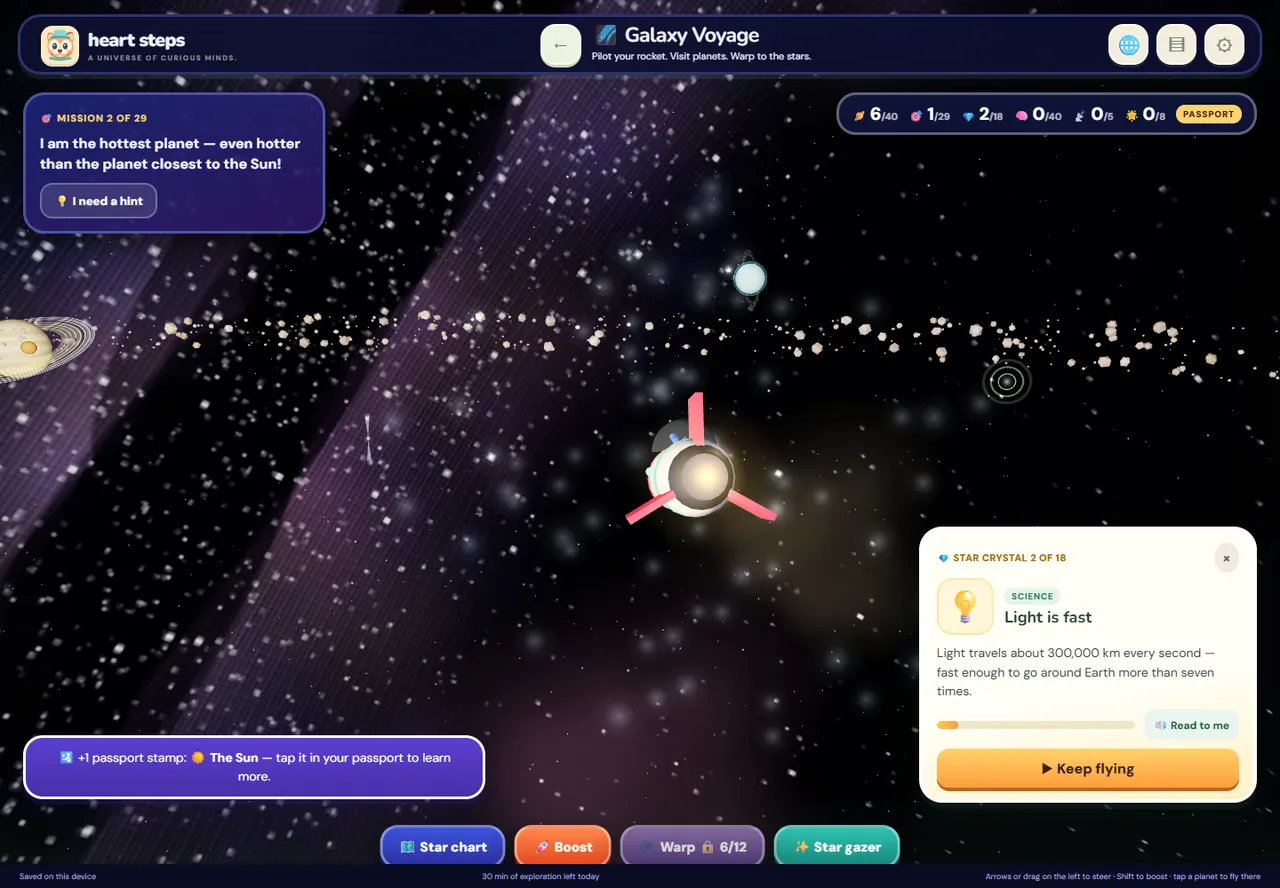 Galaxy Voyage: flying a rocket towards the Sun