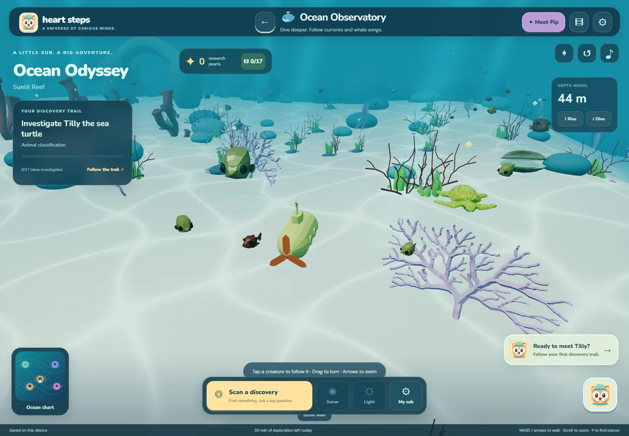 Ocean Odyssey: the submarine on the sunlit reef
