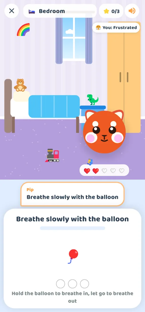 Breathing slowly with a balloon