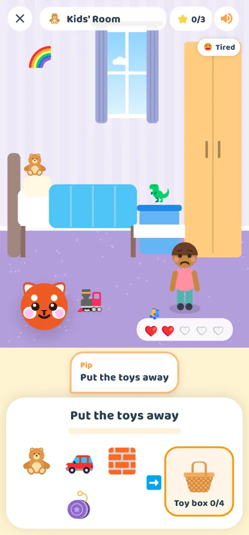 Putting toys away in the toy box