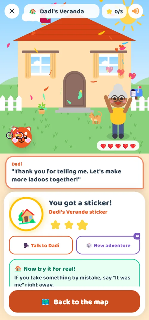 Earning a sticker and a “Now try it for real” idea